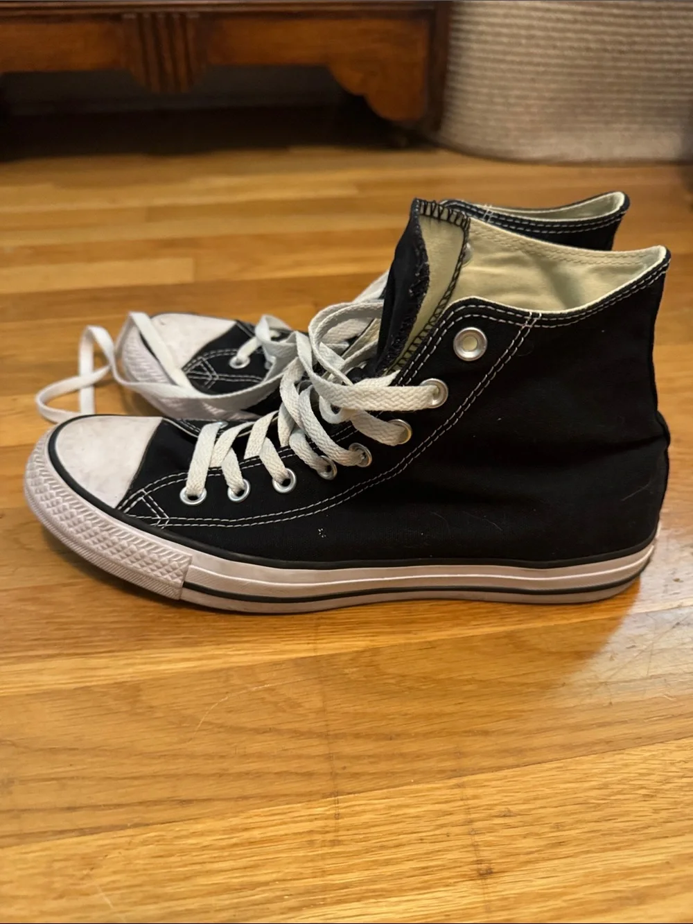 Converse Black and White High Top Sneakers - Picture 6 of 10
